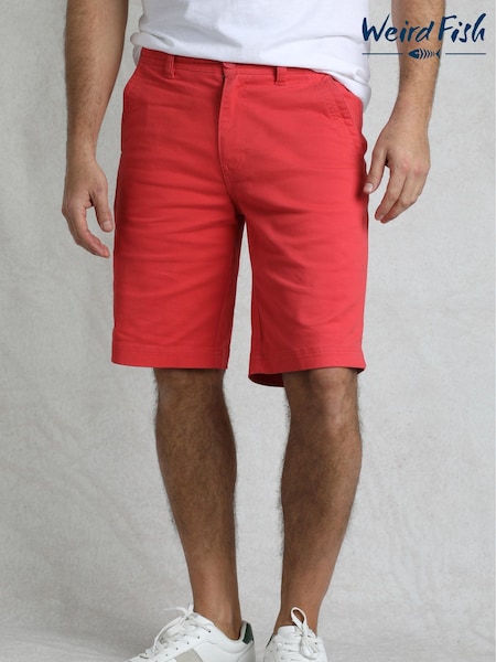 Weird Fish Red Rayburn Flat Front Shorts (H22380) | £42