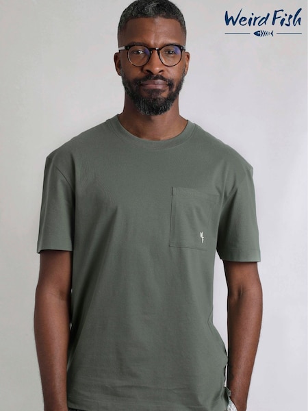 Weird Fish Green Keaton Premium Relaxed Supersoft Pocket 100% Cotton T-Shirt (H22395) | £30