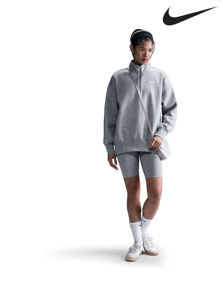 Nike Grey Oversized Sportswear Phoenix Fleece 1/4Zip Sweatshirt (H22434) | £60