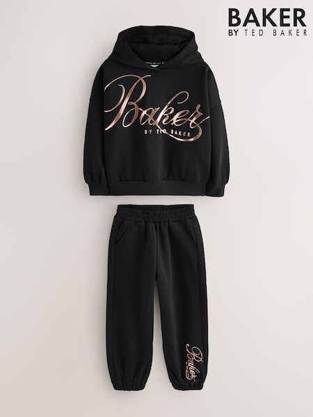 Baker by Ted Baker 2 Piece Oversized Metallic Script Logo Hoodie & Joggers Set (H22453) | £40 - £44
