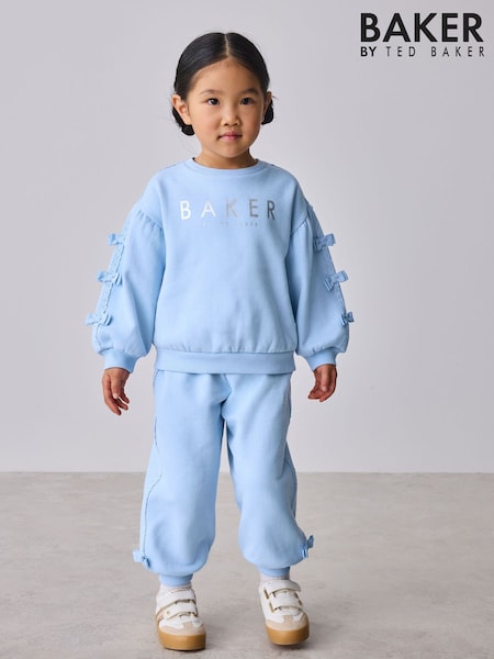 Baker by Ted Baker Blue 2 Piece Side Bow Detail Sweat & Joggers Set (H22457) | £30 - £35