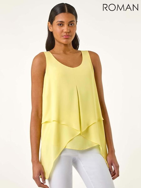 Roman Yellow Asymmetric Sleeveless Vest Top (H22474) | £32