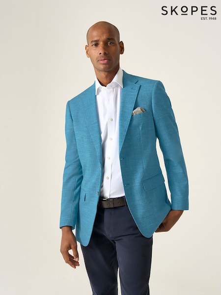 Skopes Aqua Blue Tailored Fit Jamie Semi Plain Blazer Jacket (H22475) | £129