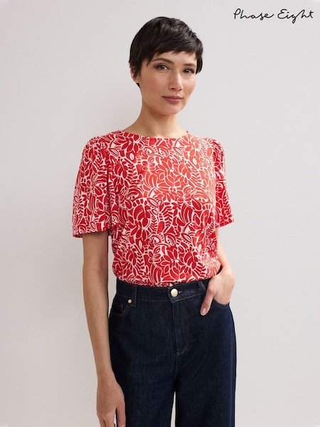 Phase Eight Red Nayana Print Top (H22478) | £49