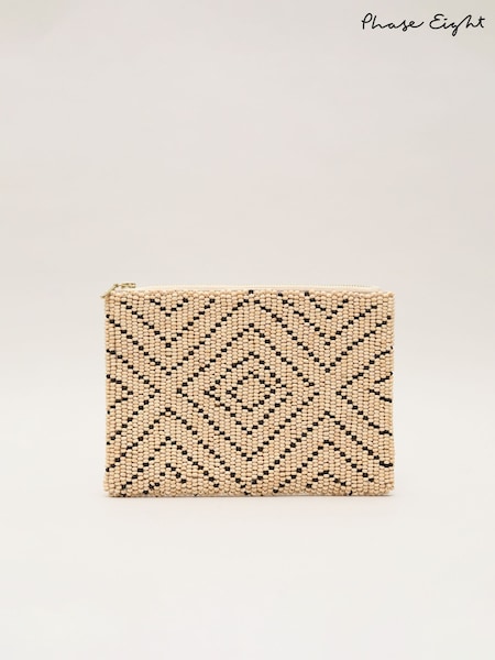 Phase Eight Natural Beaded 100% Cotton Clutch Bag (H22482) | £69