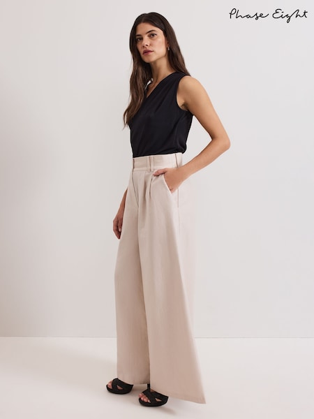 Phase Eight Natural Amble Linen Trousers (H22491) | £119