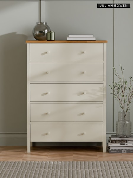 Julian Bowen Cream Coxmoor 5 Drawer Wide Chest (H22576) | £425