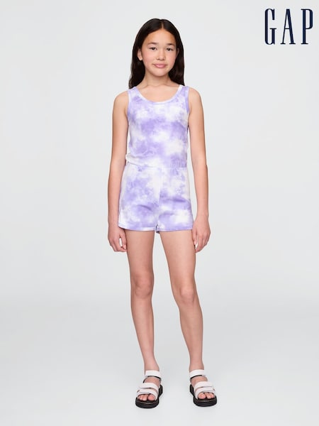 Gap Purple Tie-Dye Cutout Round Neck Playsuit (4-13yrs) (H22581) | £22