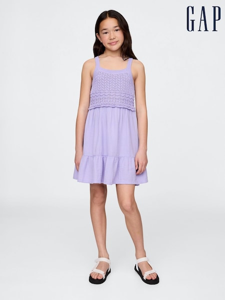Gap Purple Racerback Crochet Tank Dress (4-13yrs) (H22593) | £40