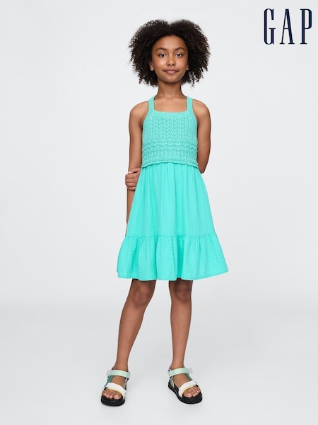 Gap Green Racerback Crochet Tank Dress (4-13yrs) (H22601) | £40