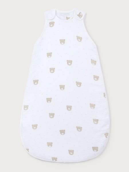 The White Company Crinkle 100% Cotton Bear White Sleeping Bag 1.0 Tog (H22619) | £38 - £42