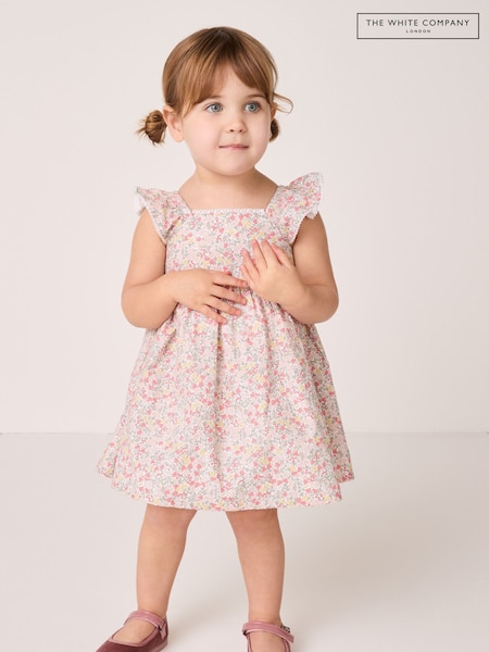 The White Company 100% Cotton Manon Floral Frill Detail White Dress (H22623) | £36 - £38