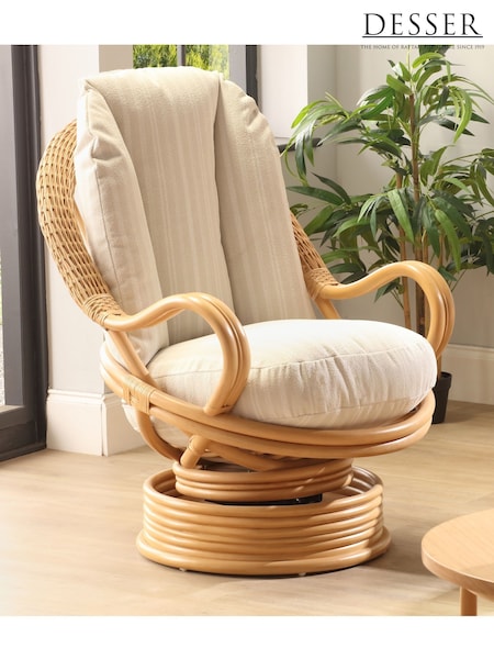 Desser Light Oak Aspen Rattan Conservatory Swivel Rocker Chair (H22684) | £560
