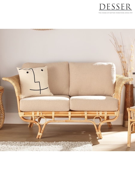 Desser Natural Beijing Rattan 2 Seater Boucle Sofa (H22687) | £611