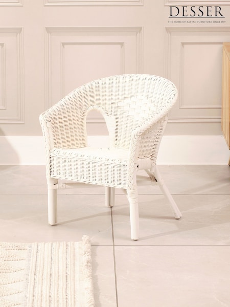 Desser White Kids Rattan Wicker Loom Chair (H22690) | £75