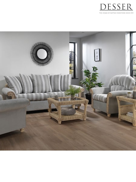Desser Natural Samford Scatter Back Rattan Stripe Sofa Set 5 Piece (H22697) | £2,800