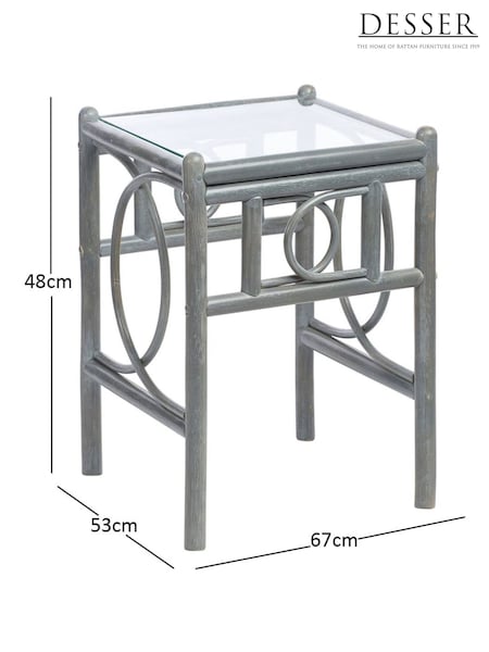 Desser Grey Madrid Rattan Side Table Glass (H22707) | £124