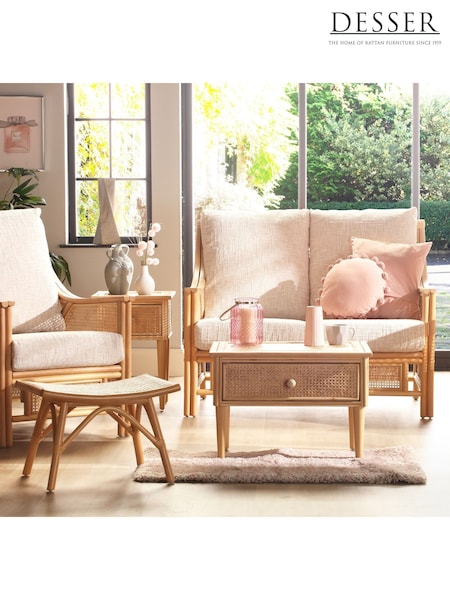 Desser Natural Chester Rattan Fabric Sofa Set 6 Piece (H22721) | £2,200