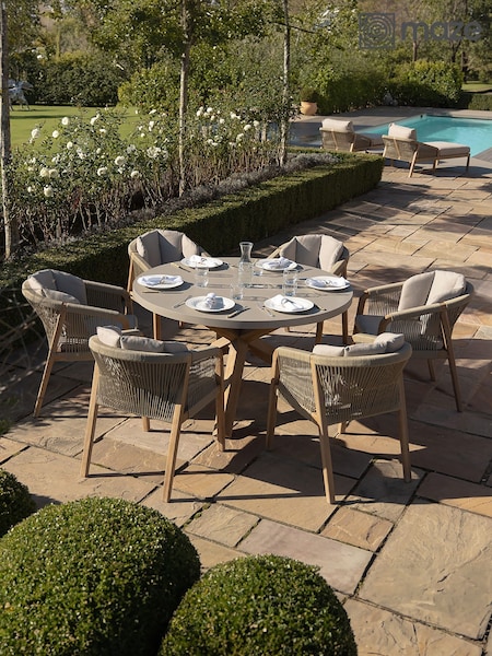 Maze Light Brown Martinique 6 Seater Round Dining Set (H22759) | £1,735