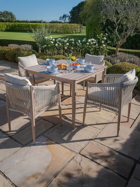 Maze Natural Linen Havana Garden 4 Seater Square Dining Set (H22769) | £1,233