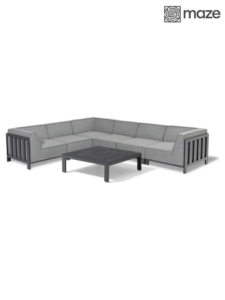Maze Zinc Grey Ibiza Garden Medium Corner Sofa Set With Square Co (H22779) | £3,200