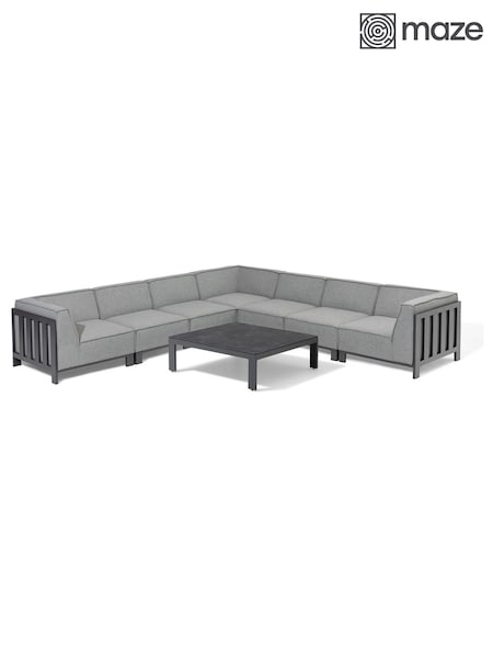 Maze Zinc Grey Ibiza Garden Large Corner Sofa Set With Square Cof (H22781) | £4,399