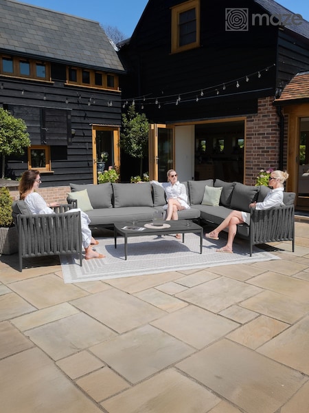 Maze Charcoal Milan Garden Large Corner Sofa Set With Armchair (H22782) | £2,020