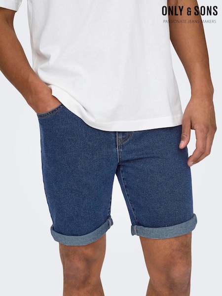 Only & Sons Blue Regular Fit Denim Shorts (H22785) | £24