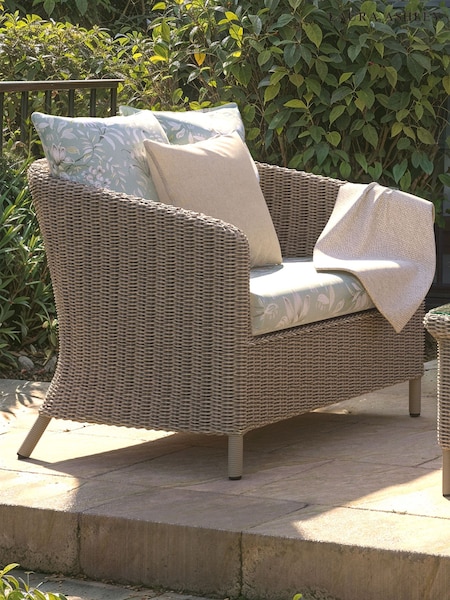 Laura Ashley Cream Arley Garden Rattan Snuggler Chair with Parterre S Cushions (H22868) | £590