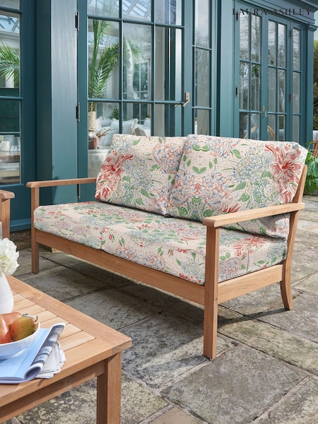 Laura Ashley Natural Salcey Garden Teak 2 Seater Sofa with Lillith Cushions (H22871) | £990