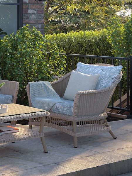 Laura Ashley Natural Carrdale Garden Rattan Chair with Parterre Sage Cushions (H22885) | £590