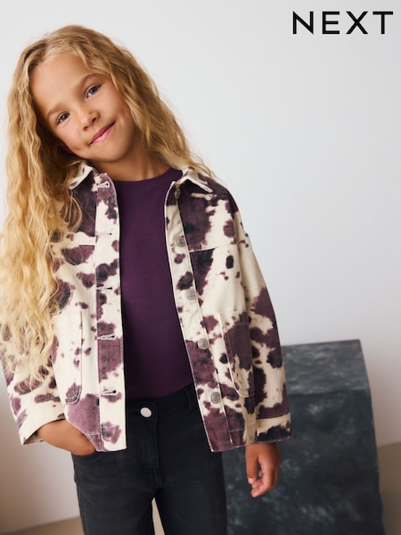 Brown/White Cow Print Shacket (3-16yrs) (H22921) | £21 - £27