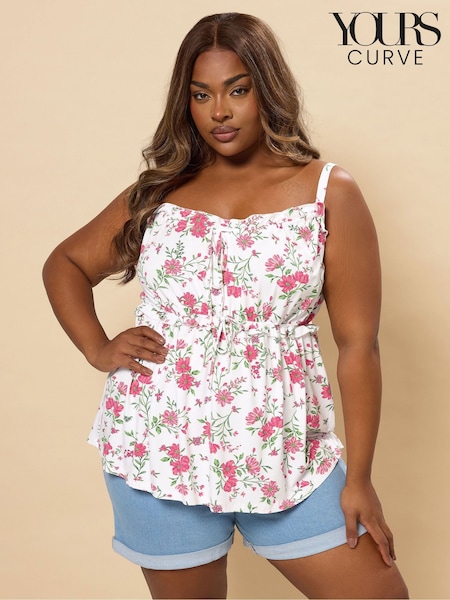 Yours Curve Chalk White Boho Cami Vest Top (H23032) | £27