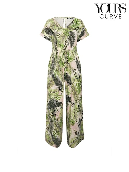 Yours Curve Green 100% Cotton Jumpsuit (H23036) | £34