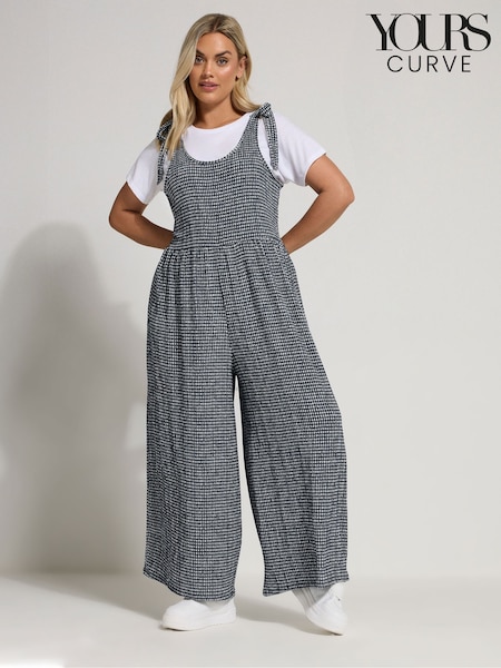 Yours Curve Black Texture Gingham Jumpsuit (H23070) | £37