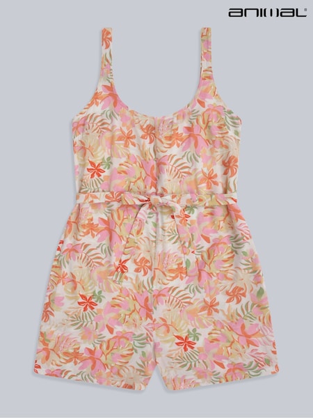 Animal Pink Womens Floral Print Playsuit (H23206) | £40