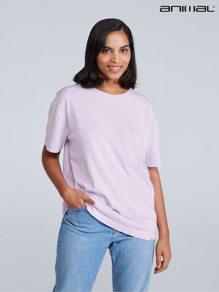 Animal Purple Womens Leena Boxy 100% Cotton T-Shirt (H23241) | £26