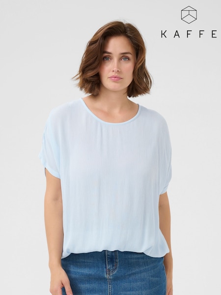 Kaffe Blue KAamber Stanley Short Sleeve Blouse (H23282) | £30