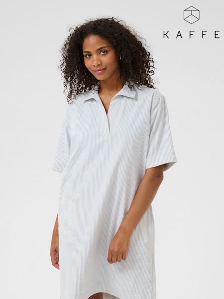 Kaffe Blue 100% Cotton KAnaya Short Sleeves Above Knee Dress (H23293) | £50