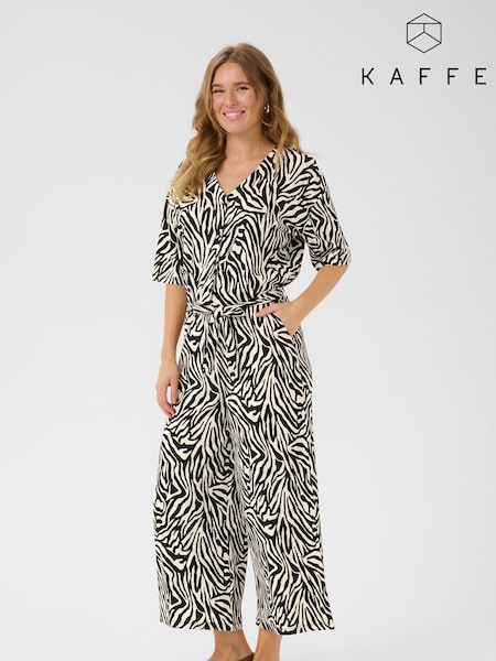 Kaffe Natural KAivanna V-Neck Cropped Jumpsuit (H23298) | £65