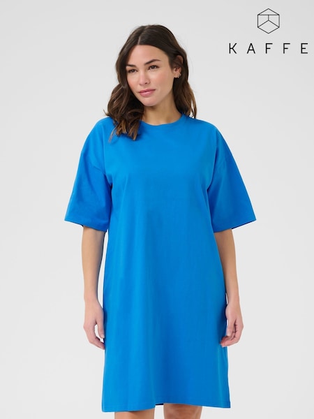 Kaffe Blue KAjudy Short Sleeve 100% Cotton T-Shirt Dress (H23299) | £30