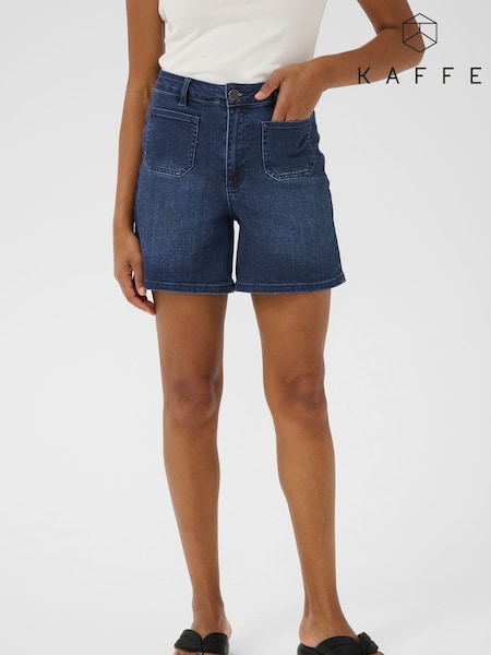 Kaffe Blue KAkarla High Waisted Denim Shorts (H23302) | £65