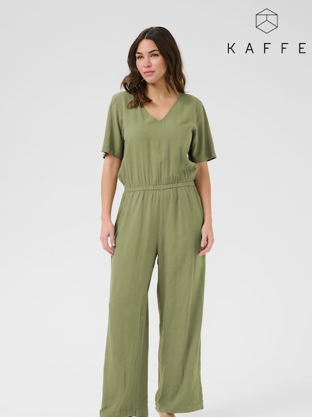 Kaffe Green KAmilia V-Neck Short Sleeve Jumpsuit (H23305) | £70
