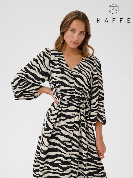 Kaffe Natural KApedra V-Neck 3/4 Sleeve Mini Dress (H23313) | £80