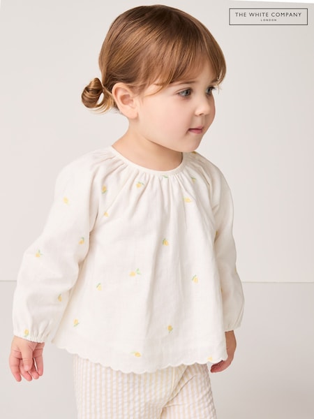 The White Company Lemon Top and Seersucker Stripe White Shorts Set (H23314) | £42 - £44