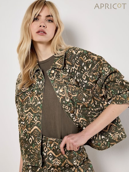 Apricot Green Ikat Denim Jacket (H23389) | £50