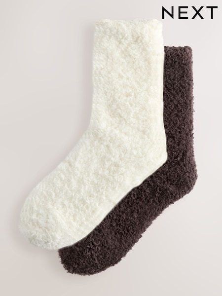 Chocolate Brown/Ecru Teddy Borg Cosy Socks 2 Pack (H23588) | £10