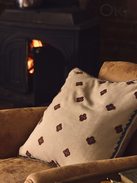 Oka Blue Maeve Cushion Cover (H23590) | £75