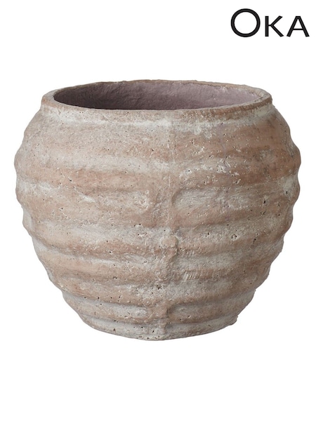 Oka Natural Small Decardi Ribbed Vase (H23592) | £75