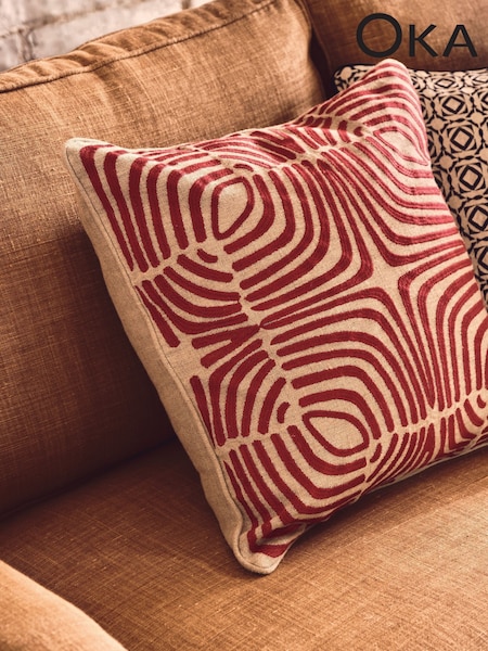 Oka Red Salvador Cushion Cover (H23596) | £80